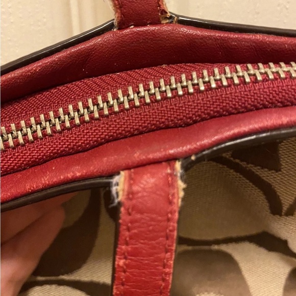 Coach Red and Brown Signature Tote - Picture 5 of 16